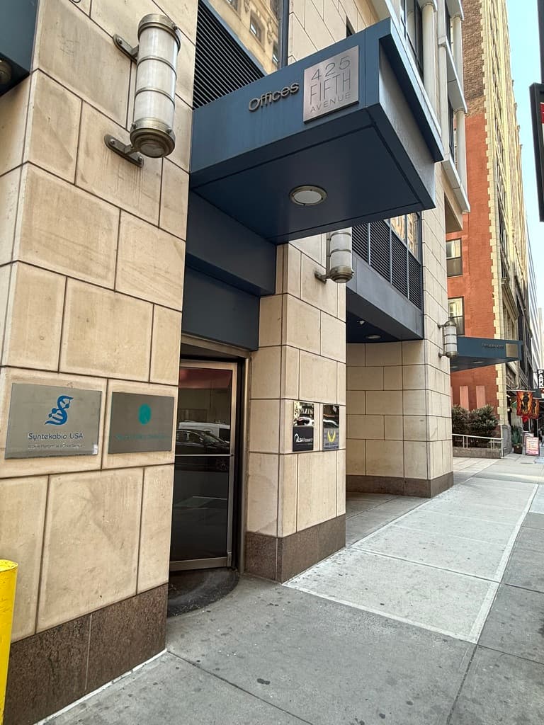 Street view of the building entrance